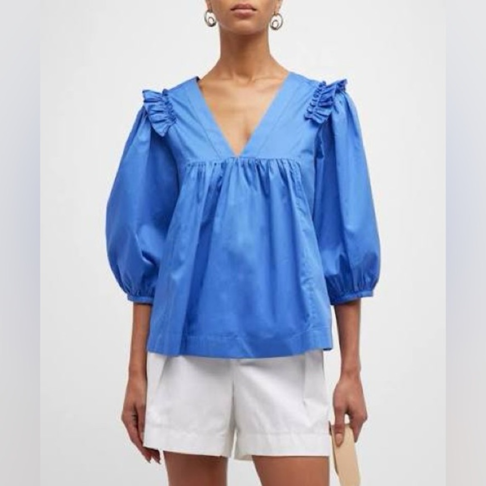 NWT💙HARSHMAN Cheryl Blouse Indigo Blue Size Small